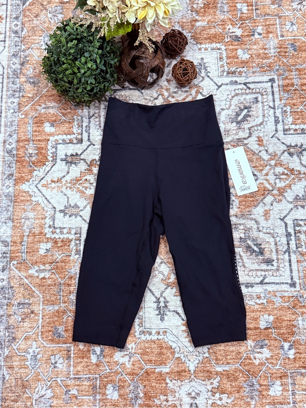 Marika Black High-Waist Capri Workout Leggings